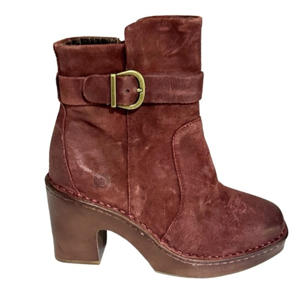 Born Hailey Burgundy Suede Leather Platform Bootie Size 6M New